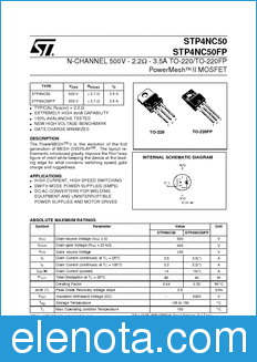 STMicroelectronics STP4NC50FP datasheet