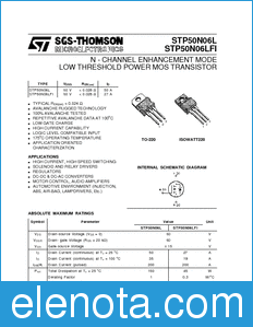 STMicroelectronics STP50N06LFI datasheet