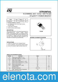 STMicroelectronics STP55NF03L datasheet