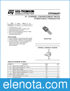 STMicroelectronics STP6N60FI datasheet