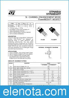 STMicroelectronics STP6NB50FP datasheet