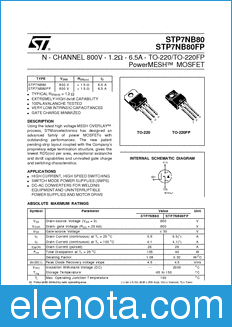 STMicroelectronics STP7NB80 datasheet