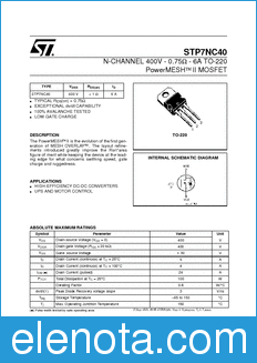 STMicroelectronics STP7NC40 datasheet