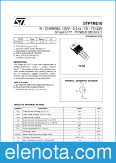 STMicroelectronics STP7NE10 datasheet