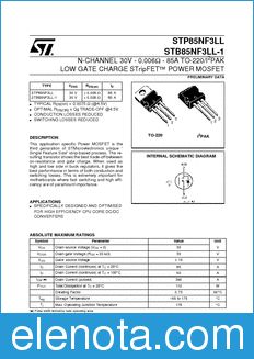 STMicroelectronics STP85NF3LL datasheet