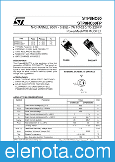 STMicroelectronics STP8NC60 datasheet