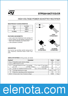 STMicroelectronics STPS20150CG datasheet