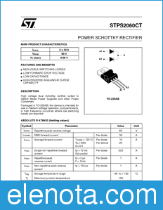 STMicroelectronics STPS2060CT datasheet