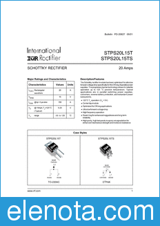 International Rectifier STPS20L15TS datasheet