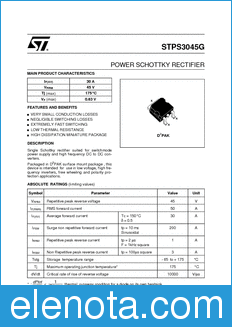 STMicroelectronics STPS3045G datasheet