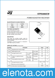STMicroelectronics STPS3060CW datasheet