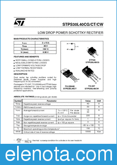 STMicroelectronics STPS30L40CG datasheet