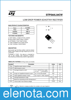 STMicroelectronics STPS60L30CW datasheet