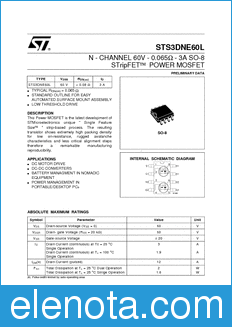 STMicroelectronics STS3DNE60L datasheet