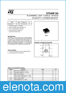 STMicroelectronics STS4NF100 datasheet