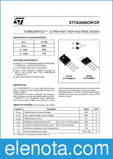 STMicroelectronics STTA3006C datasheet