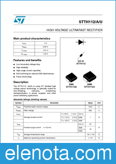 STMicroelectronics STTH112 datasheet