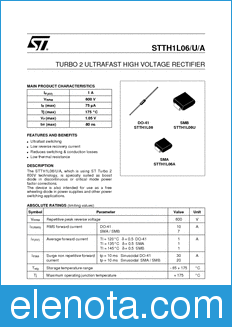 STMicroelectronics STTH1L06 datasheet