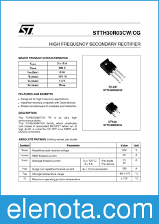STMicroelectronics STTH30R03CG datasheet