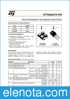 STMicroelectronics STTH6003CW datasheet
