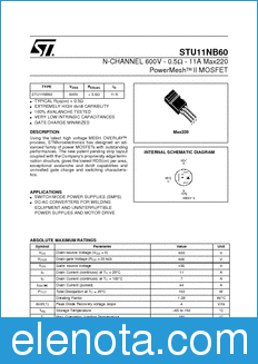 STMicroelectronics STU11NB60 datasheet