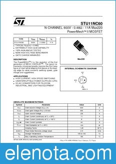STMicroelectronics STU11NC60 datasheet