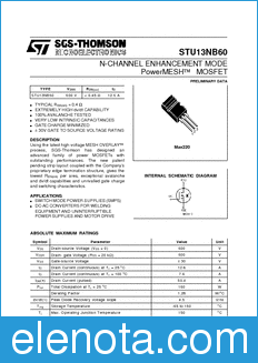 STMicroelectronics STU13NB60 datasheet
