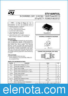 STMicroelectronics STV160NF03L datasheet