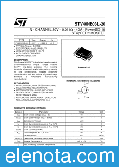 STMicroelectronics STV40NE03L-20 datasheet
