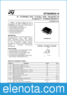 STMicroelectronics STV60NE06-16 datasheet