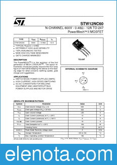 STMicroelectronics STW12NC60 datasheet
