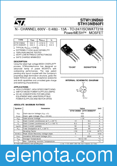 STMicroelectronics STW13NB60 datasheet