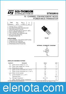 STMicroelectronics STW50N10 datasheet