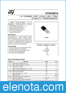 STMicroelectronics STW55NE10 datasheet