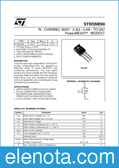STMicroelectronics STW5NB90 datasheet