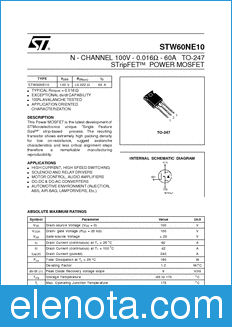 STMicroelectronics STW60NE10 datasheet