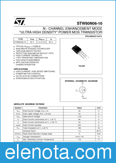 STMicroelectronics STW80N06-10 datasheet
