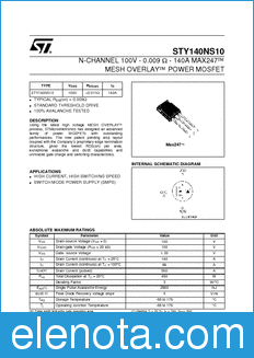 STMicroelectronics STY140NS10 datasheet
