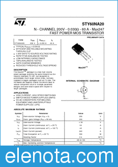 STMicroelectronics STY60NA20 datasheet