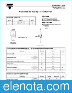 Vishay SUD50N02-09P datasheet