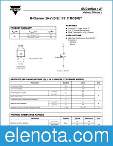 Vishay SUD50N02-12P datasheet