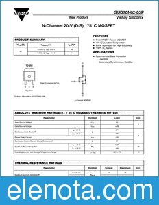 Vishay SUD70N02-03P datasheet