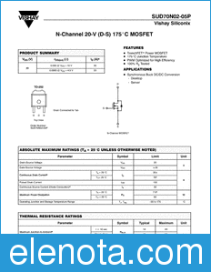 Vishay SUD70N02-05P datasheet