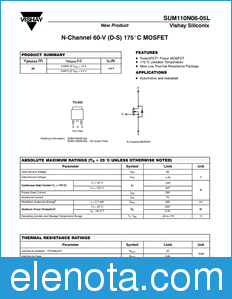Vishay SUM110N06-05L datasheet