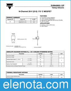 Vishay SUM40N02-12P datasheet
