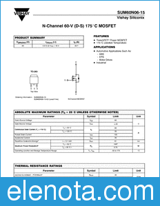 Vishay SUM60N06-15 datasheet