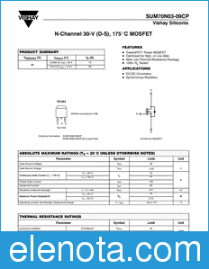 Vishay SUM70N03-09CP datasheet