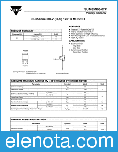 Vishay SUM85N03-07P datasheet