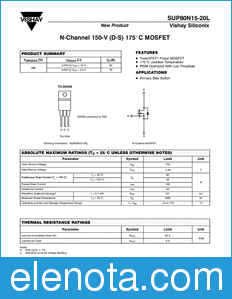 Vishay SUP80N15-20L datasheet