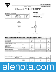 Vishay SUV85N03-04P datasheet